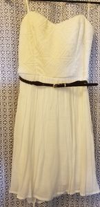 *NWT* Strapless White Dress with Brown Belt
